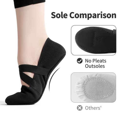 SANGEESON Ballet Shoes for Women(Leather Full Sole, Arch Support, Breathable), Jazz Shoes, Ballerina Shoes, Dance Shoes Women for Beginner3