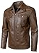 HOOD CREW Herren PU Lederjacke Motorrad Biker Jacken Freizeit Leichte Kunstleder Jacke Dunkelbraun L