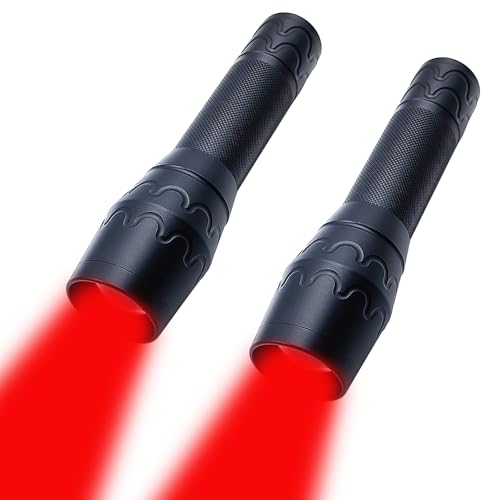 XINFEIBEI Red LED Flashlight Powerful Bright Portable Flashlights Single Mode Adjustable Focus for Astronomy, Aviation, Outdoor Activities, 2 Pack by XINFEIBEI - Used condition - US$17.81