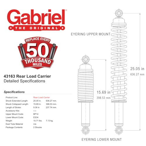 Gabriel 43163 Load Carrier Towing & Hauling Rear Spring Shocks Fits Chevrolet C1500, C2500, K1500, K2500, C3500 & GMC Sierra Trucks (Pair) by Gabriel - Image 7