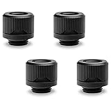 EKWB EK-Quantum Torque HDC-12 Compression Fitting for EKWB Rigid Tubing, 12mm OD, Black, 4-Pack