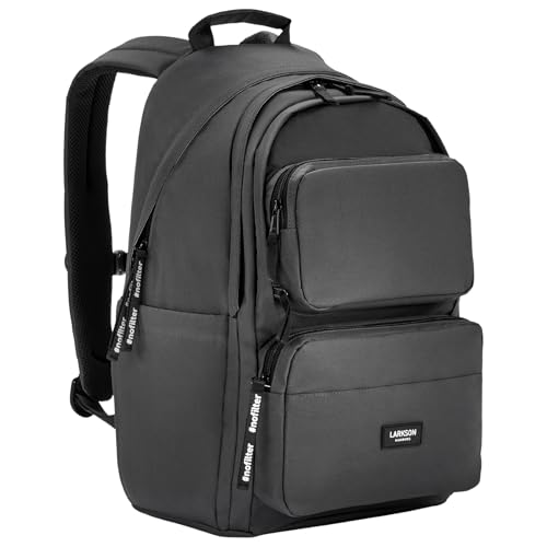 LARKSON Schulrucksack Mädchen & Jungen Teenager Grau - No 3 Advanced - Großer Rucksack Damen & Herren für Schule - 16" Laptopfach - Aus Recyceltem PET - Wasserabweisend