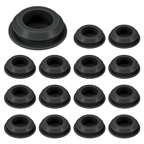 Image of M METERXITY 15-Packs Silicone Hole Plugs, Snap in Locking Hole Plugs for 15.5-17mm Hole, Round Hole Rubber Plug Kitchen Bulkheads Waterproof Sealing Plugs [Black]