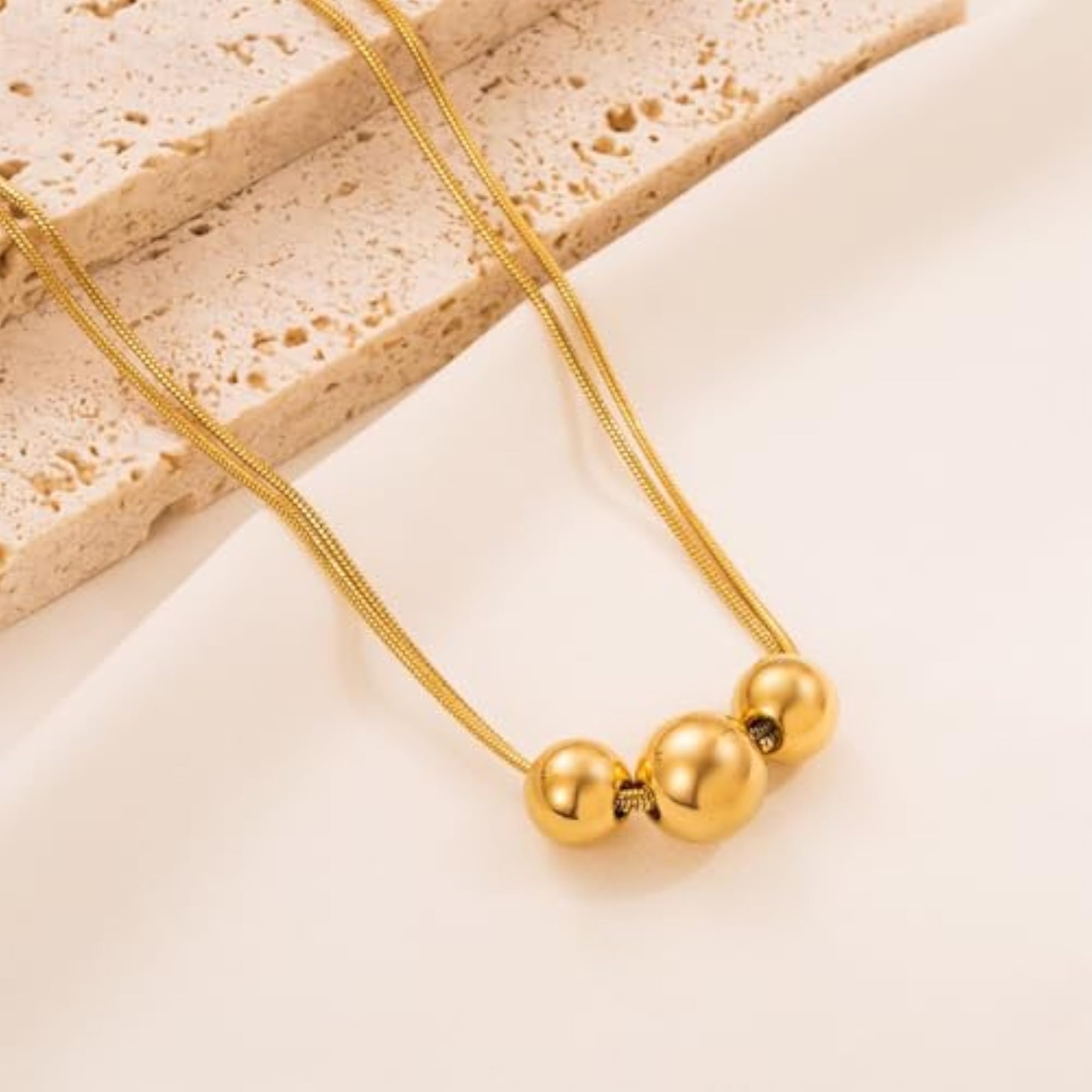 Women's Stylish Golden Ball Pendant Necklace, Modern Design