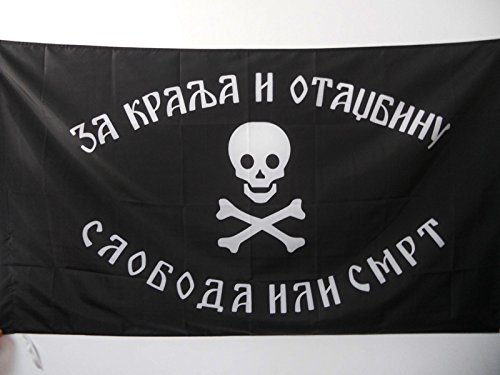 AZ FLAGYugoslavia Chetniks Flag - 90x60cm - Yugoslavian Chetniks Army Flag 100% Polyester With Sheath and Cord - Flag 50g