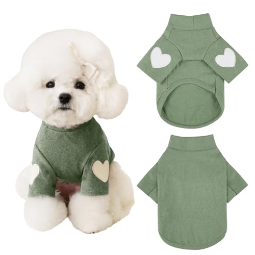 Yaopelky Sudadera para Perros pequeños y medianos, Camiseta cálida para Mascotas, Ropa para Perro con Estampado de corazón, Disfraz de Gato y Cachorro, Sudaderas para Perrito, Chihuahua, Schnauzer