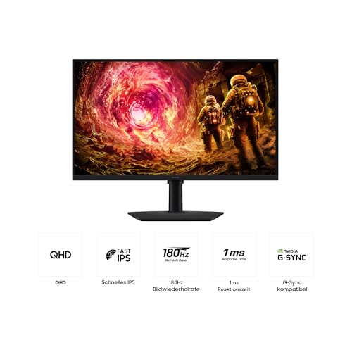 Samsung 27 Zoll Odyssey G50F Gaming Monitor, PC-Bildschirm mit IPS-Panel, 2.560 x 1.440 Pixel (QHD), 180 Hz, 1 ms (G/G), AMD FreeSync Premium, NVIDIA G-Sync, HDR10, LS27FG502EUXEN