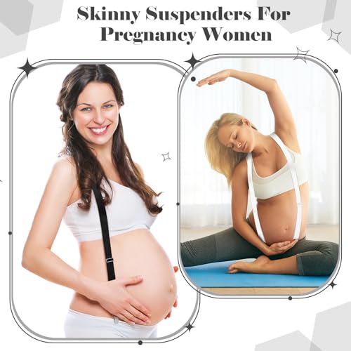 Janmercy 2 Pcs Hidden Suspenders for Women Pants Under Clothes 1\" Width Thin X Back Ladies Suspenders for Jeans Undergarment(Black,White)