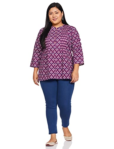 Image of Amazon Brand - Myx Women Cotton Straight Fit Straight Kurti (Available in Plus Sizes)