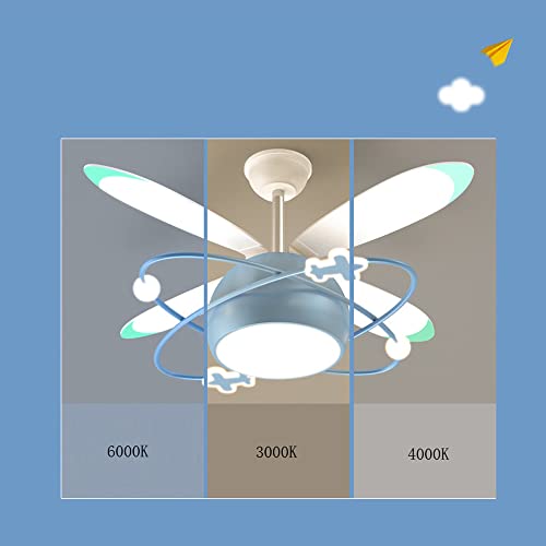 Lámpara de ventilador de techo infantil gris moderna para el dormitorio integrado 5