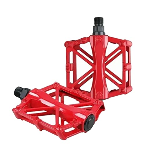 HAOHIZE Pedales de bicicleta de montaña de aleación de aluminio, diseño hueco estable, peso ligero, alta resistencia, juego de pedales de bicicleta de carretera ancha (rojo)