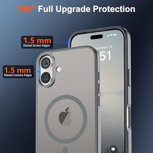 Image of SUPFINE Magnetic for iPhone 17 Case (Compatible with MagSafe)(Military Grade Drop Protection) Translucent Matte Shockproof with Anti-Fingerprint Phone Cover 2025,Gray