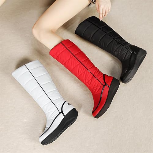 NEGYANME Women's Down Cloth High-Top Warm Snow Boots With Round Toe, Flat Heel, Thick Bottom, Plush, Lightweight, Non-Slip Knee-High Boots Suitable For Winter, Snow, Shopping (11,white) by NEGYANME - Used condition - Image 2