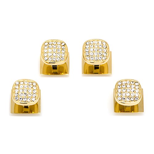 Ox & Bull Trading Company Gold Stainless Steel White Pave Crystal Studs