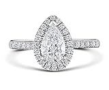 Venetia Top Grade Pear Tear Drop Cut 2 Carats Simulated Diamond Band Ring Solid 925 Silver Platinum Plated Halo