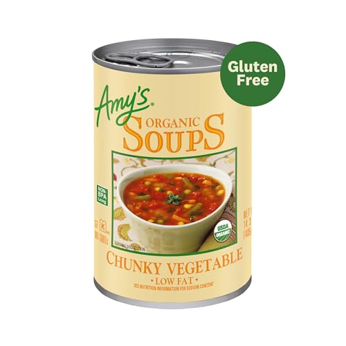 Amy’s Soup, Vegan Chunky Vegetable Soup, Gluten Free, Made with Organic Vegetables, Canned Soup, 14.3 Oz (12 Pack)