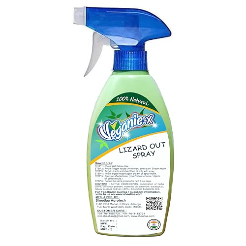 Veganie-X Lizard Out Lizard Repellent Spray 220ml | 100% Natural, Safe and Effective Lizard Spray| Herbal Lizard Repellent