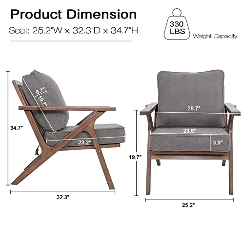 Okeysen Accent Chair Mid Century Modern Chair,Comfy Fabric Upholstered Armchair With Wood Frame And Removable Cushions, Side Reading Arm Chair Recliner Lounge Chairs For Bedroom, Living Room #TOP1