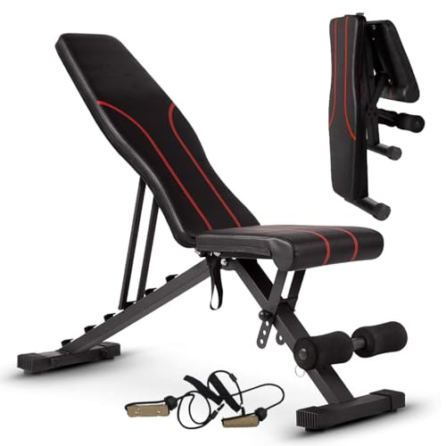 INVERSE SPORTS Adjustable Weight Bench Press for Home Gym – 300KGS/660LBS Capacity Foldable, Heavy Duty Strength Training Bench for Full Body Workout – Incline/Decline Positions, Durable Steel Frame