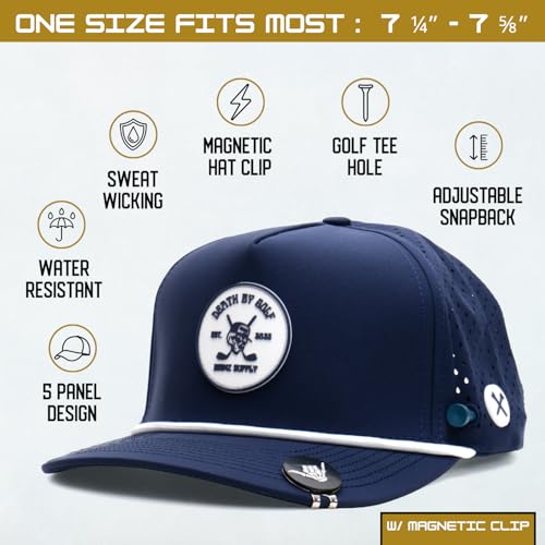 Image of BRIMZ Golf Performance Hat - Tee Holder & Magnetic Ball Marker - Breathable, Sweat & Water Resistant Golfing Snapback Hat