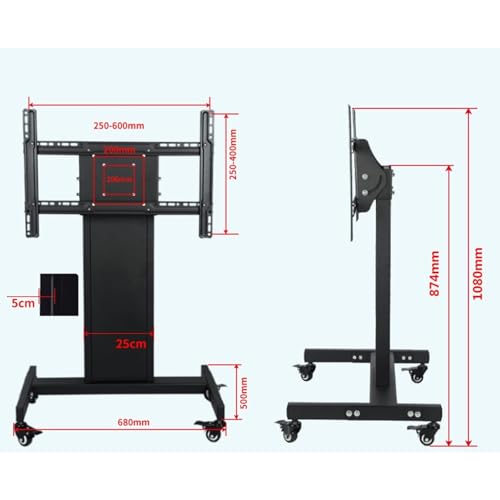 Soporte móvil para TV 32-65 pulgadas, altura ajustable, con ruedas miniatura 2