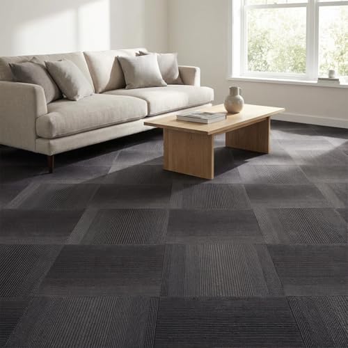 Petgrow Commercial Carpet Tiles, 24" x 24" Squares, 18 Tiles,Non-Slip Soft Floor Carpet for Office, Bedroom, Living Room, Kitchen,Basement,Irregular Gradient Black Stripes by Petgrow - Image 8