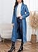 utcoco Womens Faux Leather Trench Coat Classic Lapel Button Down Maxi Jacket 2025 Stylish Overcoat (Large, Blue)
