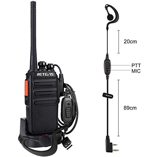 Retevis RT24 Walkie Talkie Profesionale, Walky Talky Recargable PMR446 sin Licencia 16 Canales CTCSS DCS, con Auriculars Cargador USB, para Comercial,Colegio,Cuidado De La Salud(5 Pares,Negro)