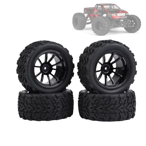 Hominas RC Auto Reifen und Räder Set 10 Speichen Felgen 12 mm Hex RC Car Gummireifen und Kunststoffräder 4Stück 55 mm Rally Reifen Ersatz für 1/10 Ferngesteuerter Lastwagen (10 Löcher)