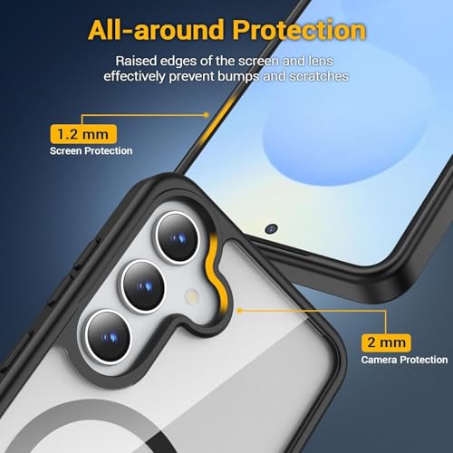Image of Back Cover Case for Samsung Galaxy S23 FE 5G | Back Cover with Mag-Safe | Transparent & Black Mobile Phone Back Case Cover for Samsung Galaxy S23 FE /S 23 FE | Anti Yellow TPU Back Cover