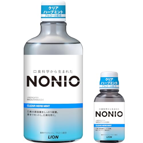 【Amazon.co.jp限定】NONIO(ノニオ) マウスウォッシュ クリアハーブミント 600ml +ミニリンス80ml付き [医薬部外品] 洗口液 口臭原因菌を殺菌 アルコール配合