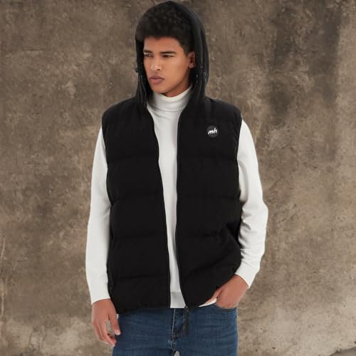 Image of MADHERO Men's Puffer Vest with Hood Water-Resistant Puffy Vests Outerwear Sleeveless Jacket