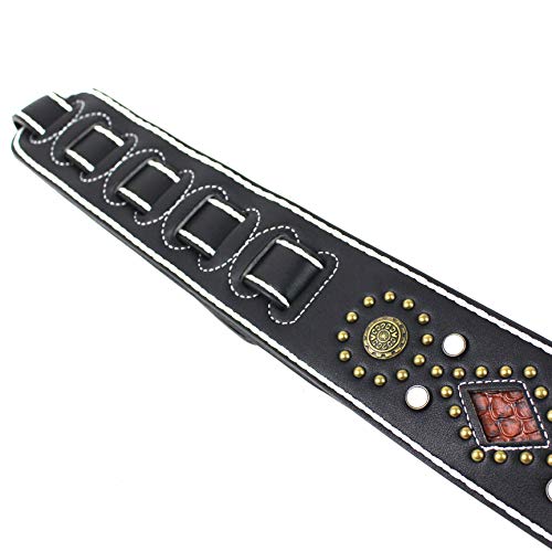 Walker And Williams GTR-20-WHT Sedona Sangle rembourrée avec rivets et rivets Noir - Les Beatles, Paul McCartney, John Lennon, RIngo Starr, George Harrison Walker And Williams GTR-20-WHT Sedona Sangle rembourrée avec rivets et rivets Noir – Image 8