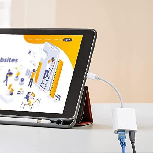Lightning to Ethernet Adapter,[For Apple MFi Certified] 2 in 1 RJ45 Ethernet LAN Network Adapter with Charging Port for Phone,Pad 10/100Mbps High Speed,Plug and Play