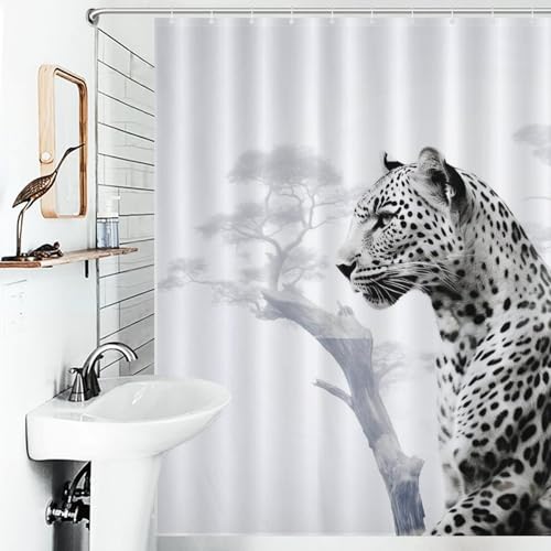 Rideau de douche léopard imperméable et facile à nettoyer en polyester anti-moisissure - 6
