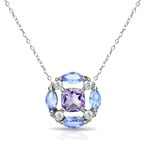 B. Brilliant Sterling Silver African Amethyst And Tanzanite Tonal Necklace With White Topaz Accents #TOP20