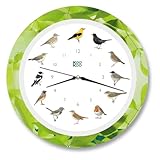 chaque heure pleine un des 12 oiseaux indigènes chant ça melodie.