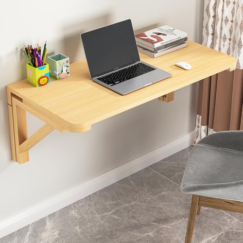 Genérico Mesa Plegable Flotante de Madera para Montar en la Pared, Banco de Trabajo Plegable para Espacios pequeños, Adecuada para balcón, Oficina, Cocina, Comedor, habitación, Estudio. Madera Maciza
