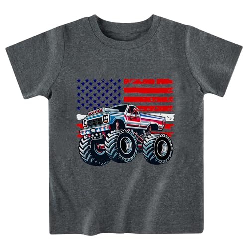 Image of Boys Girls 4th of July Shirts American Flag Tees Kids Patriotic Independence Day Memorial Day Tops 2-7 Years