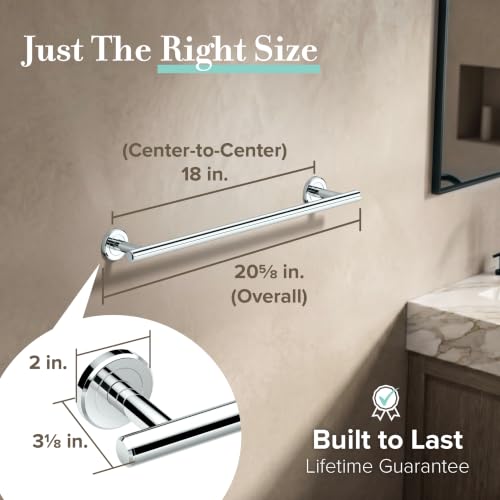 Image of Gatco 4241 Latitude II 18-Inch Towel Bar, Wall Mounted Bathroom Towel Holder, Chrome