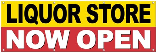 2x6 Feet LIQUOR STORE NOW OPEN Banner Store Sign Fabric Polyester With Grommets yrb