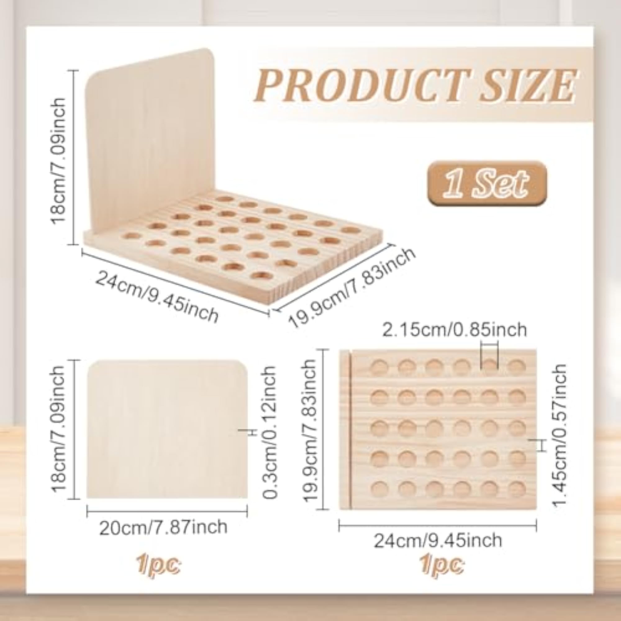 Wooden Lipstick Holder Organizer with 30 Slots