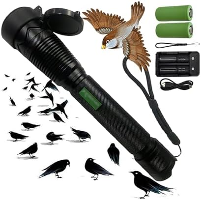 2in1 Bird Chaser Deterrent, Portable Handheld Bird Scare Devices, Adjustable Brightness High/Medium/Low, Customizable Logo, with Protective Cover