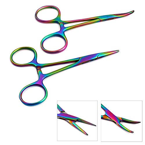 G.S Set of 2 Multi Color Rainbow Mosquito Hemostat Forceps 3.5