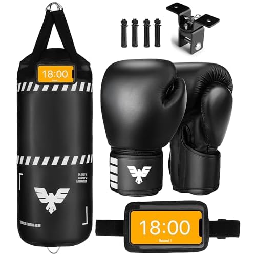 Elite Sports Kids Boxing Punching Bag Set – 2.5ft Heavy Boxing Bag, 6oz Gloves & Phone Case – Youth Boxing, MMA, Home Gym & Martial Arts Training Equipment (Unfilled)