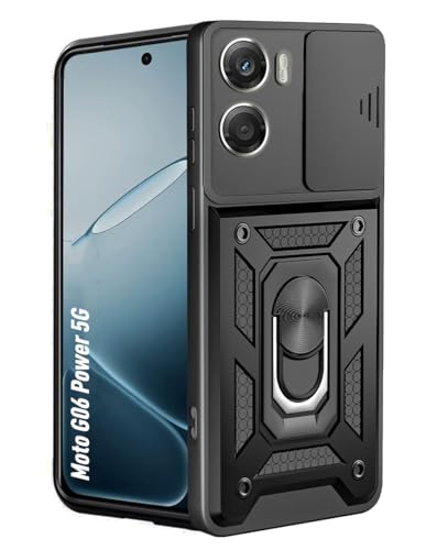 Image of Tough Armor Bumper Back Cover Case for Motorola Moto G06 Power | Sliding Camera Cover, Kickstand & Ring Holder 360 Degree Protection Back Cover Case for Motorola Moto G06 Power - Black
