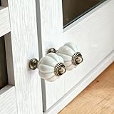 2PCS Ceramic Dresser Knobs – Colorful Pumpkin Cabinet Knobs Handle for Drawer Kitchen Door Bathroom Furniture Hardware, White