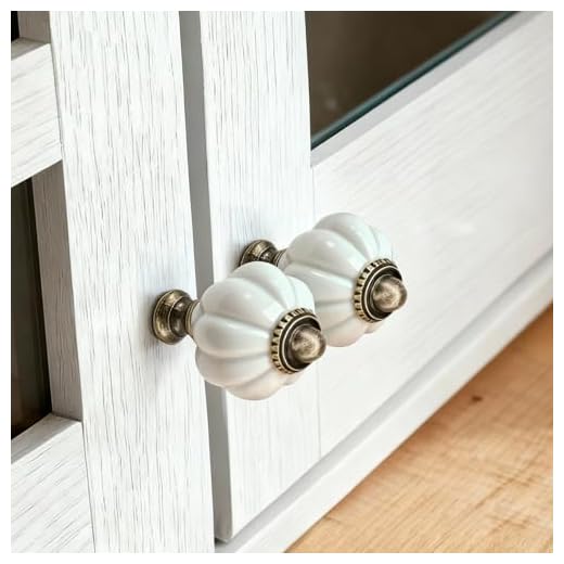 2PCS Ceramic Dresser Knobs – Colorful Pumpkin Cabinet Knobs Handle for Drawer Kitchen Door Bathroom Furniture Hardware, White