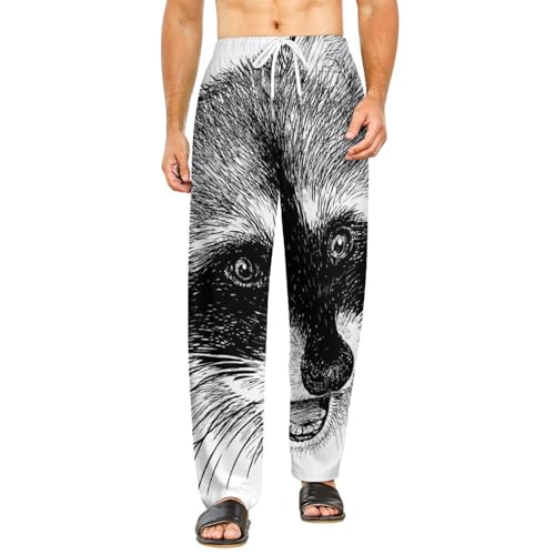 Bas de pyjama femme renard noir et blanc : pantalon de détente doux avec poches S