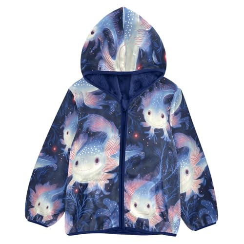 Axolotl in Darkness Toddler Fleece Jacket Girl Boys Hooded Fleece Jacket Coat Warm Outwear Zip-up 3-10T